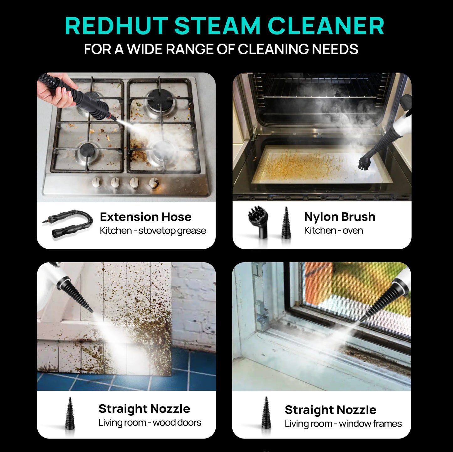 [Spring Home Refresh] Redhut 2026 Pressurized Handheld Multi-Surface Natural Steam Cleaner with 12 pcs Accessories Powerful, Chemical-Free, Steamer for Home And Car, Cleaning Washing Machine, Air Conditioner, Kitchen, Summerclean Appliances Tool Household