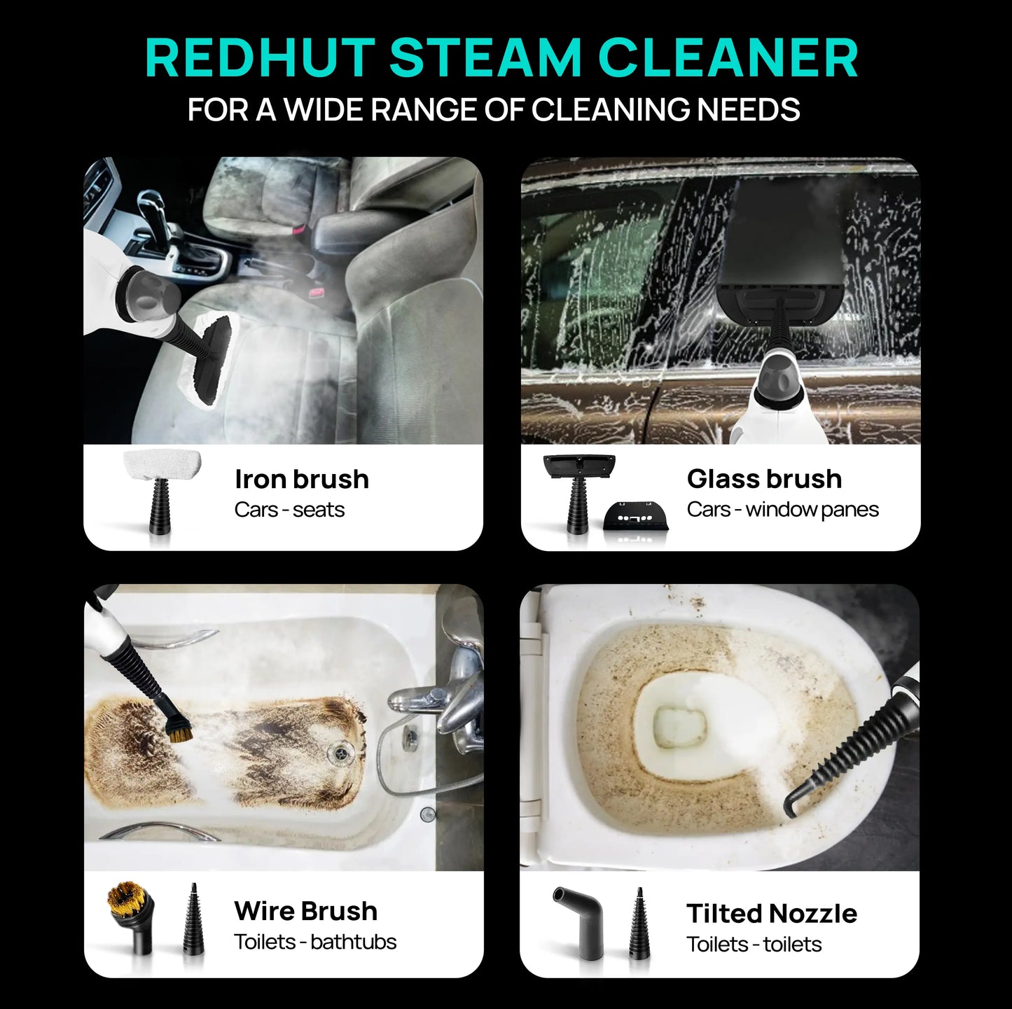 [Spring Home Refresh] Redhut 2026 Pressurized Handheld Multi-Surface Natural Steam Cleaner with 12 pcs Accessories Powerful, Chemical-Free, Steamer for Home And Car, Cleaning Washing Machine, Air Conditioner, Kitchen, Summerclean Appliances Tool Household
