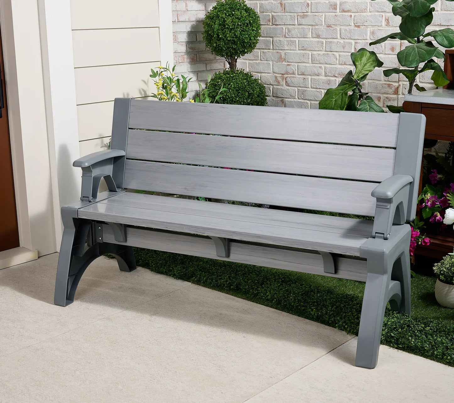 Bench-to-Table  Modern Outdoor Patio Furniture Stool Chairs